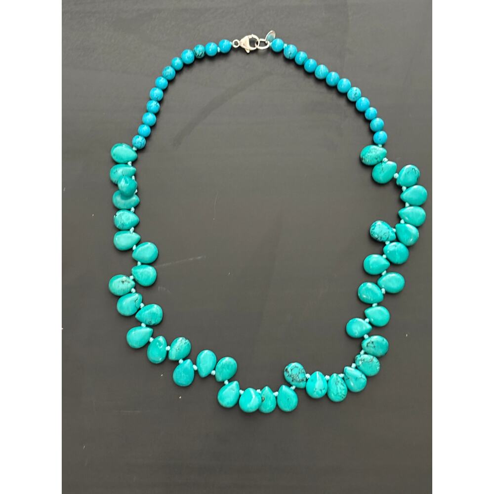 Lucas Lameth LUC 925 Turquoise Colored Stones Necklace Sterling Silver Clasp